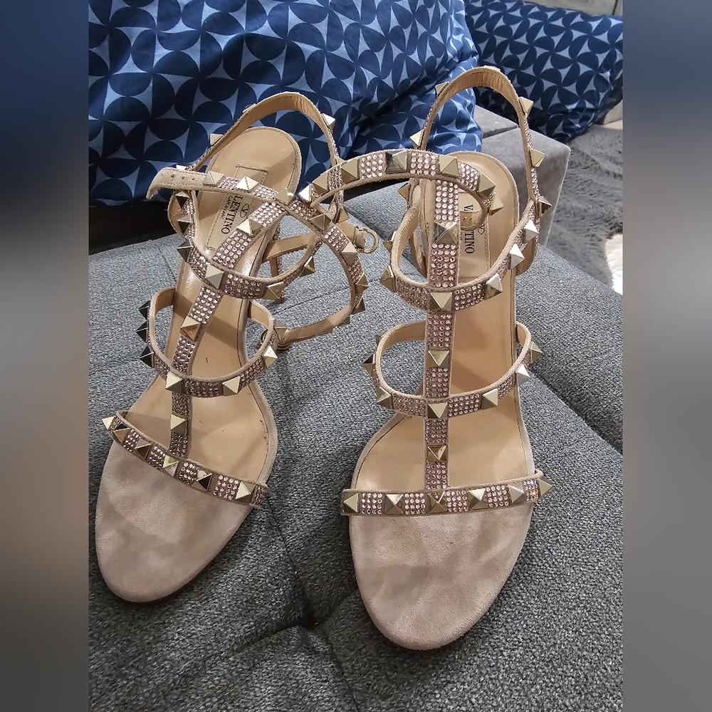 Valentino Beige Studded Sandals